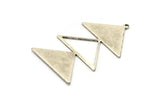 Silver Triangle Charm, 2 Antique Silver Plated Brass Triangle Charms With 1 Loop (47x30x1mm) M01793