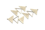 Silver Triangle Charm, 2 Antique Silver Plated Brass Triangle Charms With 1 Loop (47x30x1mm) M01793