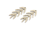 Silver Bough Charm, 6 Textured Antique Silver Plated Brass Bough Charms With 1 Hole, Leaf Charm Earrings (30x13x0.80mm) M01691 H1021