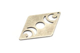Silver Diamond Charm, 4 Antique Silver Plated Brass Moon Charms With 1 Hole, Rhombus Blanks (40x26x0.80mm) M01670 H0926