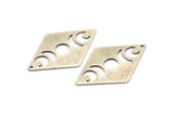 Silver Diamond Charm, 4 Antique Silver Plated Brass Moon Charms With 1 Hole, Rhombus Blanks (40x26x0.80mm) M01670 H0926