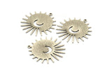 Silver Sun Charm, 4 Textured Antique Silver Plated Brass Sun And Crescent Charms With 1 Loop, Findings (29x28x0.80mm) M02009