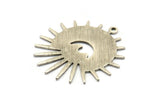 Silver Sun Charm, 4 Textured Antique Silver Plated Brass Sun And Eye Charms With 1 Loop, Findings (29x28x0.80mm) M02005