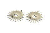 Silver Sun Charm, 4 Textured Antique Silver Plated Brass Sun And Star Charms With 1 Loop, Findings (29x28x0.80mm) M02006