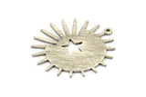 Silver Sun Charm, 4 Textured Antique Silver Plated Brass Sun And Star Charms With 1 Loop, Findings (29x28x0.80mm) M02007
