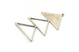 Silver Triangle Charm, 2 Antique Silver Plated Brass Triangle Charms With 1 Loop (47x30x1mm) M01797