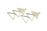 Silver Triangle Charm, 2 Antique Silver Plated Brass Triangle Charms With 1 Loop (47x30x1mm) M01797