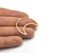 Brass Moon Charm, 4 Textured Raw Brass Moon Crescent Charms With 1 Loop (35x17x0.80mm) M03101