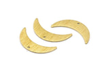 Brass Moon Charm, 8 Textured Raw Brass Crescent Moon Charms With 1 Hole (22x6x0.80mm) M03089