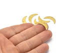 Brass Moon Charm, 8 Textured Raw Brass Crescent Moon Charms With 1 Hole (22x6x0.80mm) M03089