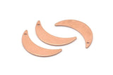 Copper Moon Charm, 8 Raw Copper Crescent Moon Charms With 1 Hole (22x6x0.80mm) M03125