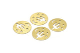 Brass Round Blank, 10 Textured Raw Brass Cactus Patterned Blanks, Moon And Star Findings, Stamping Tags (22x0.80mm) M02925