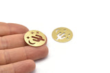 Brass Round Blank, 10 Textured Raw Brass Cactus Patterned Blanks, Moon And Star Findings, Stamping Tags (22x0.80mm) M02925