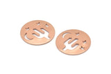 Copper Round Blank, 8 Raw Copper Cactus Patterned Blanks, Moon And Star Findings, Stamping Tags (22x0.80mm) M02955
