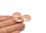 Copper Round Blank, 8 Raw Copper Cactus Patterned Blanks, Moon And Star Findings, Stamping Tags (22x0.80mm) M02955