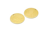 Brass Round Charm, 10 Hammered Raw Brass Round Tags, Round Charms With 1 Hole (18x0.80mm) M02902
