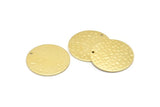Brass Round Charm, 6 Hammered Raw Brass Round Tags, Round Charms With 1 Hole (22x0.80mm) M02904