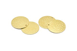 Brass Round Charm, 6 Hammered Raw Brass Round Tags, Round Charms With 1 Hole (22x0.80mm) M02904