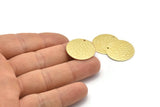Brass Round Charm, 6 Hammered Raw Brass Round Tags, Round Charms With 1 Hole (22x0.80mm) M02904