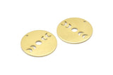 Brass Moon Charm, 6 Raw Brass Moon Phases Charms With 1 Hole (22x0.80mm) M02926