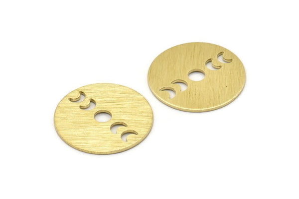 Brass Moon Blank, 6 Textured Raw Brass Moon Phases Stamping Blanks (22x0.80mm) M02918