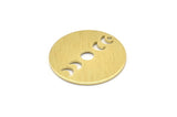 Brass Moon Charm, 6 Textured Raw Brass Moon Phases Charms With 1 Hole (22x0.80mm) M02912