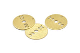 Brass Moon Charm, 6 Textured Raw Brass Moon Phases Charms With 1 Hole (22x0.80mm) M02917