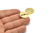 Brass Moon Charm, 6 Textured Raw Brass Moon Phases Charms With 1 Hole (22x0.80mm) M02917