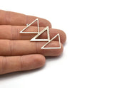 Silver Triangle Charm, 2 Antique Silver Brass Triangle Charms With 1 Loop (47x30x1mm) M01806