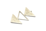Silver Triangle Charm, 2 Antique Silver Brass Triangle Charms With 1 Loop (47x30x1mm) M01796