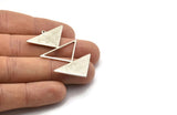 Silver Triangle Charm, 2 Antique Silver Brass Triangle Charms With 1 Loop (47x30x1mm) M01796