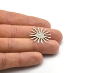 Silver Sun Charm, 8 Textured Antique Silver Brass Sun Charms With 1 Loop (27x0.80mm) M01653 H0822