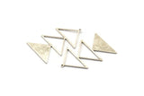 Silver Triangle Charm, 2 Antique Silver Brass Triangle Charms With 1 Loop (47x30x1mm) M01808