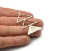 Silver Triangle Charm, 2 Antique Silver Brass Triangle Charms With 1 Loop (47x30x1mm) M01808