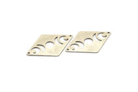 Silver Diamond Charm, 4 Antique Silver Brass Moon Charms With 2 Holes, Rhombus Blanks (40x26x0.80mm) M01666 H0925