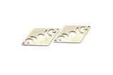 Silver Diamond Charm, 4 Antique Silver Brass Moon Charms With 2 Holes, Rhombus Blanks (40x26x0.80mm) M01666 H0925