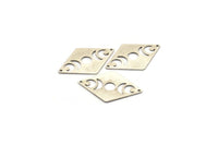 Silver Diamond Charm, 4 Antique Silver Brass Moon Charms With 2 Holes, Rhombus Blanks (40x26x0.80mm) M01666 H0925