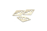 Silver Diamond Charm, 4 Antique Silver Brass Moon Charms With 2 Holes, Rhombus Blanks (40x26x0.80mm) M01666 H0925