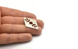 Silver Diamond Charm, 4 Antique Silver Brass Moon Charms With 2 Holes, Rhombus Blanks (40x26x0.80mm) M01666 H0925