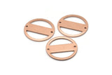 Copper Round Charm, 6 Raw Copper Round Tags, Round Charms With 2 Holes (18x0.80mm) M03023