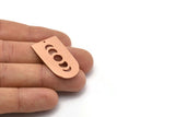 Copper D Shape, 2 Raw Copper Moon Phases D Shape Charms With 1 Hole (35x20x0.80mm) M03211