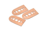 Copper D Shape, 2 Raw Copper Moon Phases D Shape Charms With 1 Hole (35x20x0.80mm) M03211
