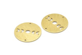 Brass Moon Charm, 6 Textured Raw Brass Moon Phases Charms With 2 Holes (22x0.80mm) M02915