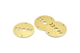 Brass Moon Charm, 6 Textured Raw Brass Moon Phases Charms With 2 Holes (22x0.80mm) M02915