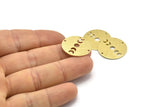 Brass Moon Charm, 6 Textured Raw Brass Moon Phases Charms With 2 Holes (22x0.80mm) M02915