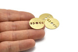 Brass Moon Charm, 6 Textured Raw Brass Moon Phases Charms With 2 Holes (22x0.80mm) M02916