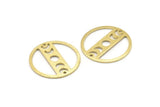 Brass Moon Charm, 6 Textured Raw Brass Moon Phases Charms With 2 Holes (22x0.80mm) M02920