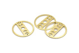Brass Moon Charm, 6 Textured Raw Brass Moon Phases Charms With 2 Holes (22x0.80mm) M02920