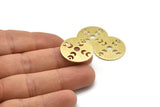 Brass Moon Charm, 6 Textured Raw Brass Moon Phases Charms With 2 Holes (22x0.80mm) M02930