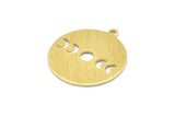 Brass Moon Charm, 6 Textured Raw Brass Moon Phases Charms With 1 Loop (24x22x0.80mm) M02914